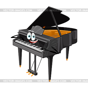 Cartoon grand piano character, key instrument - vector clipart