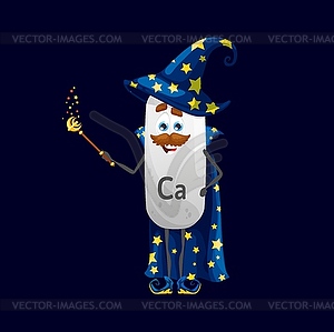 Cartoon calcium micronutrient wizard character - vector clipart / vector image