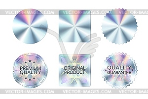 Quality hologram sticker, holographic labels set - vector image