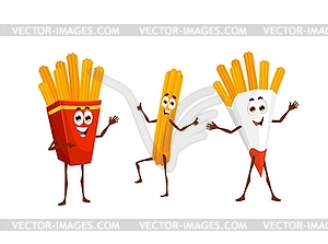 Cartoon mexican churros dessert tex mex characters - vector clipart