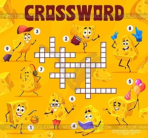 Crossword grid, cartoon maasdam and gouda cheese - vector clipart / vector image