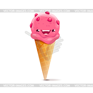 Cartoon ice cream dessert kawaii character - vector image