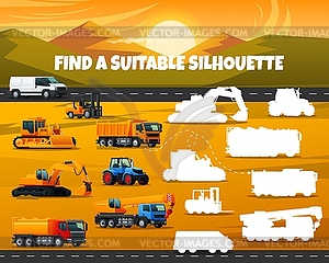 Find suitable silhouette of trucks, tractors - vector image