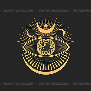 Magic tarot esoteric sign, occult eye mason symbol - vector clipart