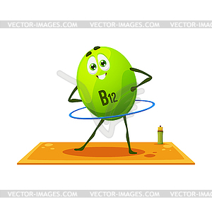 Cartoon B12 vitamin character, cheerful personage - vector clipart