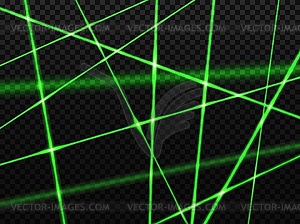 Crossed green laser beam lights, kryptonite flares - vector clip art