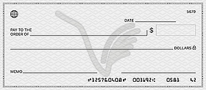 Bank check, money cheque, chequebook design - vector image