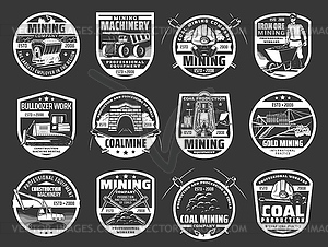 Coal mining industry icons set - vector clip art