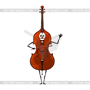 Cartoon cello or violoncello instrument character - vector clip art