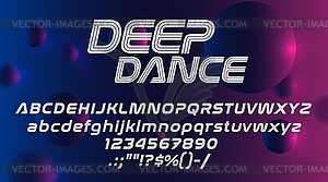 Music font alphabet, club party trance typeface - vector image