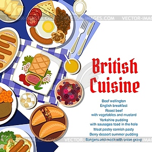 British cuisine restaurant meal menu cover - vector clipart