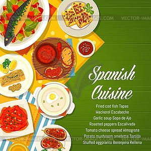 Spanish cuisine menu cover design template - vector clipart