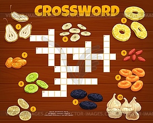 Сетка кроссвордов, игра в поиск слов с сухофруктами - изображение в формате EPS