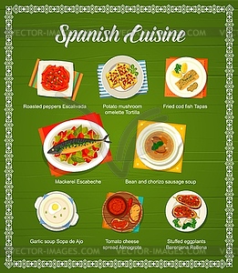 Spanish cuisine restaurant menu template - color vector clipart