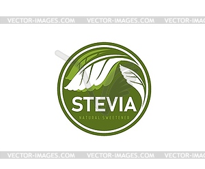 Stevia leaves natural sweetener icon or label - vector image