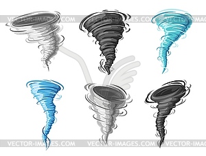 Cartoon tornado hurricane twister or cyclone storm - color vector clipart