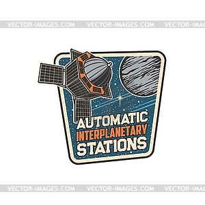 Automatic interplanetary station, space planets - vector image