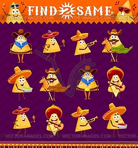 Cartoon mexican nachos chips characters game - vector clipart / vector image