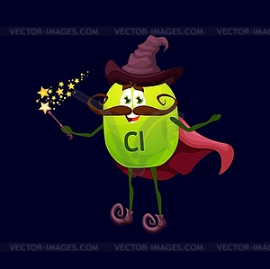 Cartoon chlorium micronutrient warlock character - vector clipart