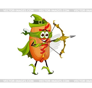 Cartoon hotdog defender or hero character - vector clip art