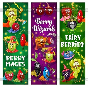 Cartoon berry wizard, mage, warlock and sorcerer - vector image