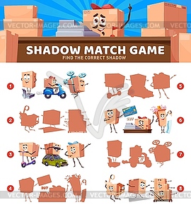 Shadow match game with package box characters - vector EPS clipart