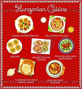 Hungarian food restaurant dishes menu design - vector clip art