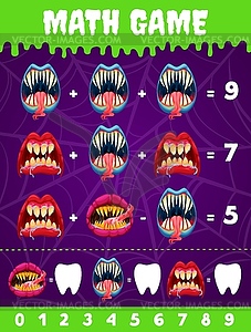 Лицо демона, рот монстра на Хэллоуин в математической игре - рисунок в векторе