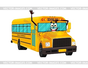 Cartoon cute school bus character, transportation - vector clipart