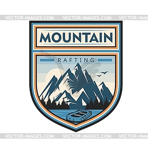 Mountain river rafting icon or badge - royalty-free vector image