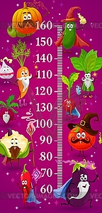 Vegetable wizards and magicians kids height chart - vector image