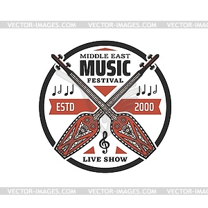 Middle East music instruments, folk festival - vector clipart