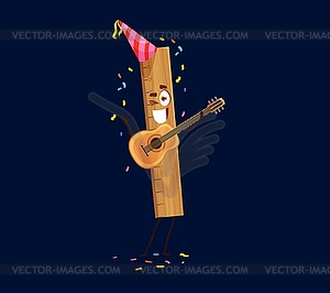 Holiday birthday celebration, cartoon wooden ruler - royalty-free vector image