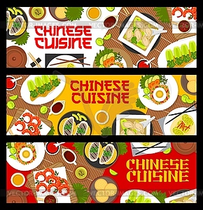 Chinese cuisine meals banners for Asian restaurant - vector clipart