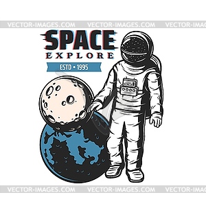 Astronaut, planets, space and galaxy spaceflight - vector clipart