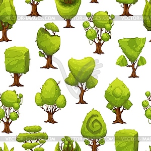 Cartoon forest jungle trees seamless pattern - vector image