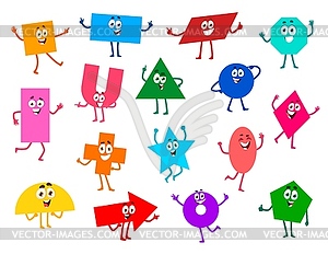 Math shape characters, cartoon geometric figures - royalty-free vector image