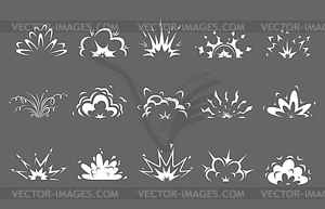 Cartoon bomb explosion. Comic clouds silhouettes - vector image