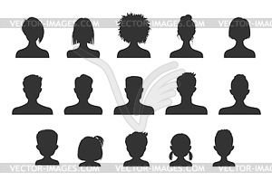 Avatar silhouettes, people profile heads icons - vector clipart