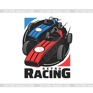Retro racing cars club icon or vintage emblem - vector clipart