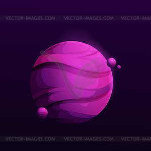 Dark purple space planet with cosmic satellites - vector clipart