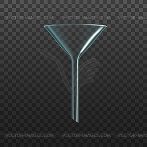 Glass funnel, transparent filter, chemistry lab - vector image