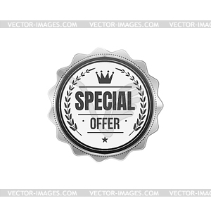 Shop sale special offer silver badge and label - vector clipart / vector image