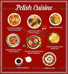 Polish cuisine menu food page template - vector clip art