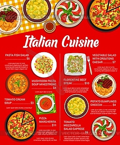 Italian cuisine restaurant meals menu template - vector clipart / vector image