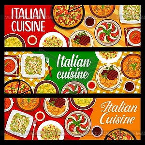 Italian cuisine restaurant dishes banners - color vector clipart