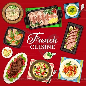 French cuisine restaurant meals menu cover page - vector image