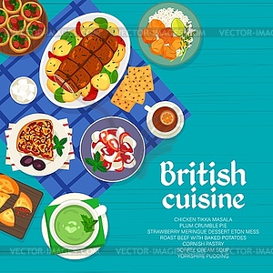 British cuisine food menu cover page design - vector clipart / vector image