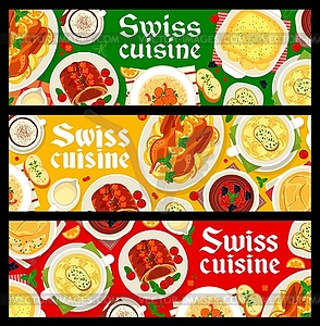 Swiss cuisine menu meals horizontal banner - vector clipart