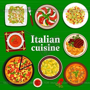 Italian cuisine food menu cover page design - vector clipart